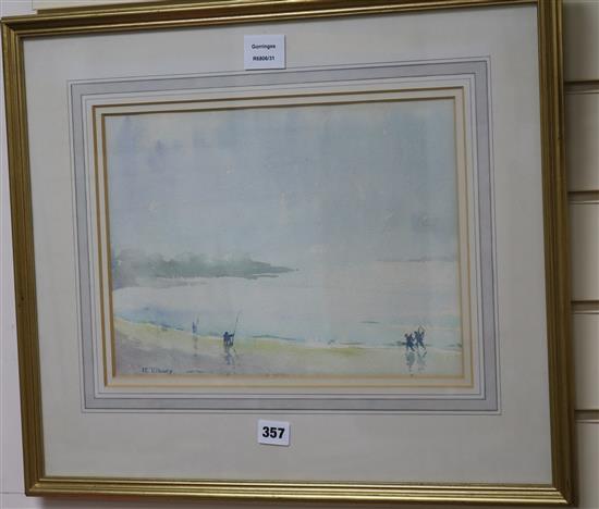 Robert Joseph Tilbury, watercolour, Fishermen in St Enogat, Brittany, Ex. Royal Academy Summer Exhibition, 1985 25.5 x 34.5cm